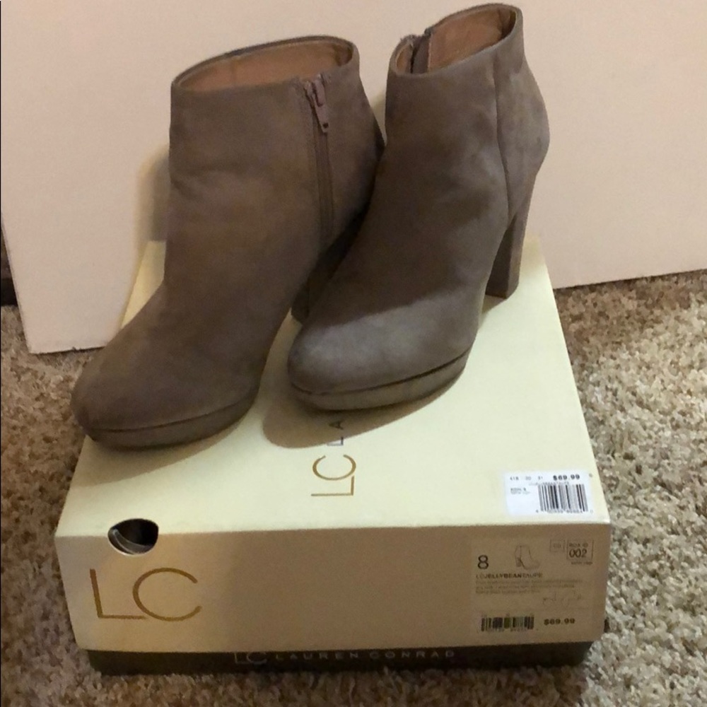Lauren Conrad taupe booties